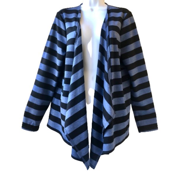 Linea by Louis Dell'Olio Cardigan Jacket Asymmetrical Draped Striped Women Large - Picture 10 of 12